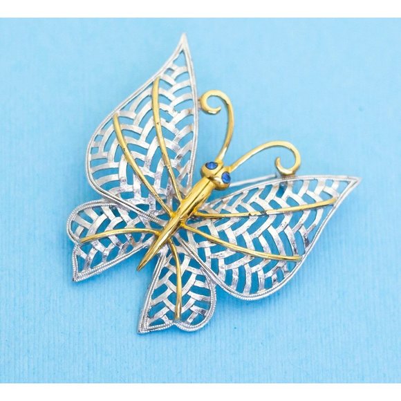 Vintage Silver Tone Butterfly Brooch by Avon - N29 - Picture 1 of 2